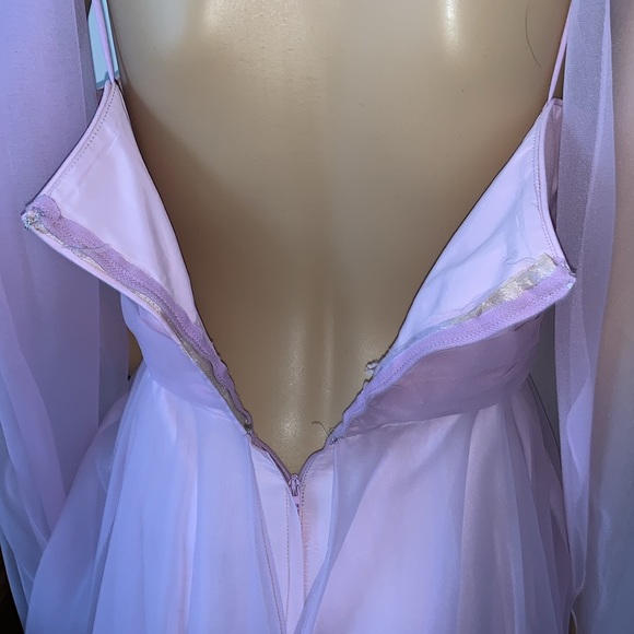 Vtg 60's 70's lilac chiffon full circle ball gown PROM maxi dress S - Picture 13 of 16
